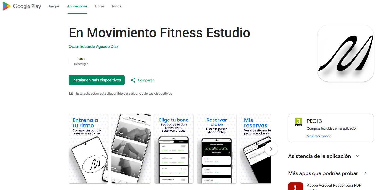 En Movimiento Fitness Estudio: posición #1 en Google para "barre en Burgos" — App Android