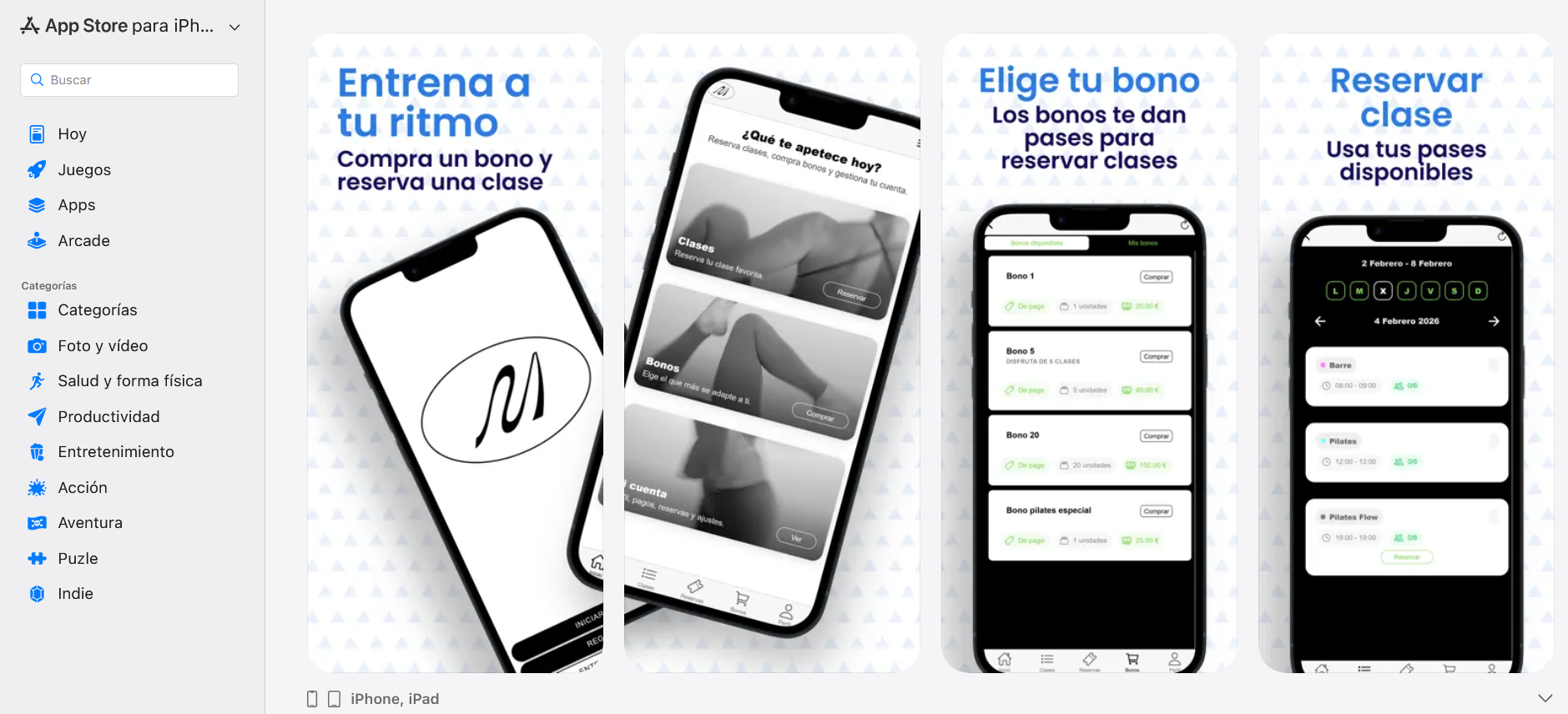 En Movimiento Fitness Estudio: posición #1 en Google para "barre en Burgos" — App iOS
